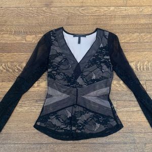 Vintage BCBGMAXAZRIA black lace long-sleeve